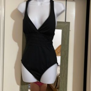 LA Blanca Black One Piece Bathing Suit